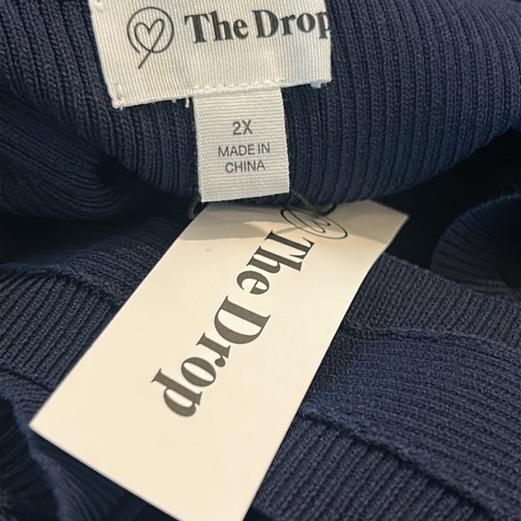 The Drop Yasmin Rib Midi Sweater Navy Tank Stretchy Slit Dress NWT Size 2X - Picture 12 of 13